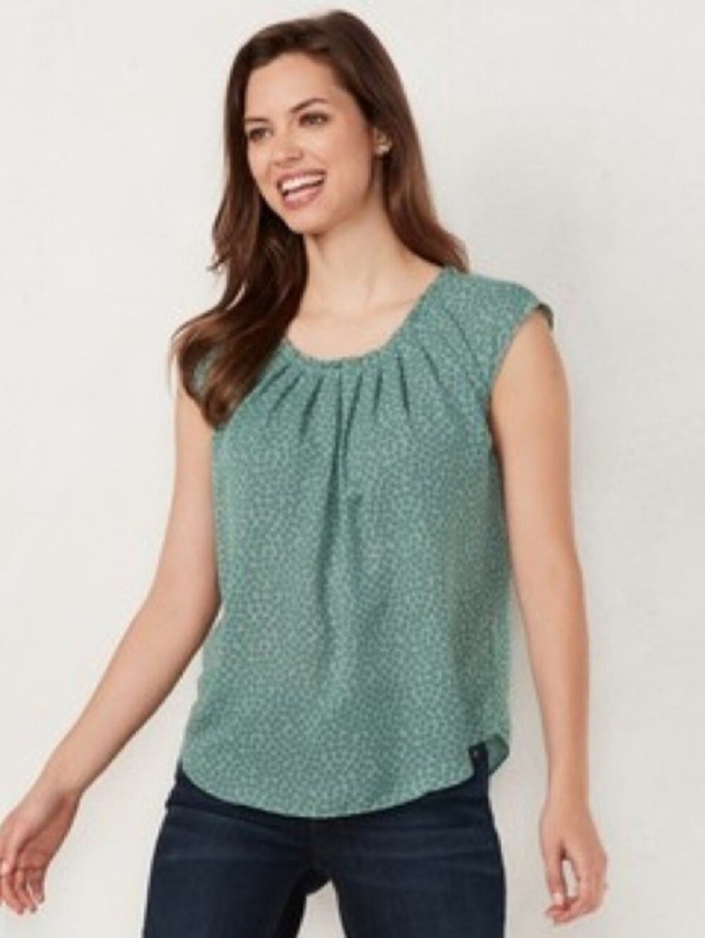 LC Lauren Conrad Pleated Scoopneck Top